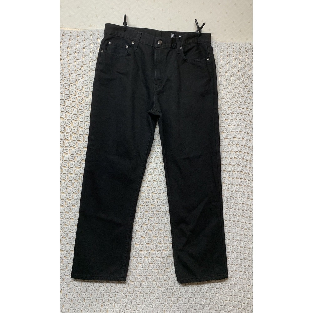 George Men's Jeans 36x30 Fits 34x29 Black  Denim Regular Fit Straight Leg Cotton